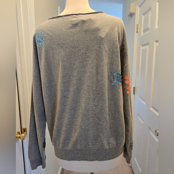 Anthropologie Embellished Gray Sweatshirt, Size Medium - Picture 2 of 6